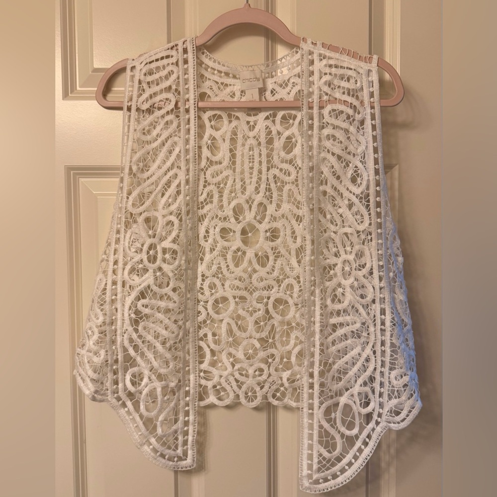 Chico's Ivory Crochet Lace Topper